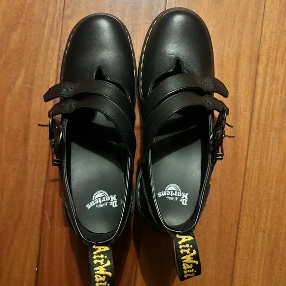 Dr. Martens Black Platform Eviee Buckle Shoes - Picture 3 of 9
